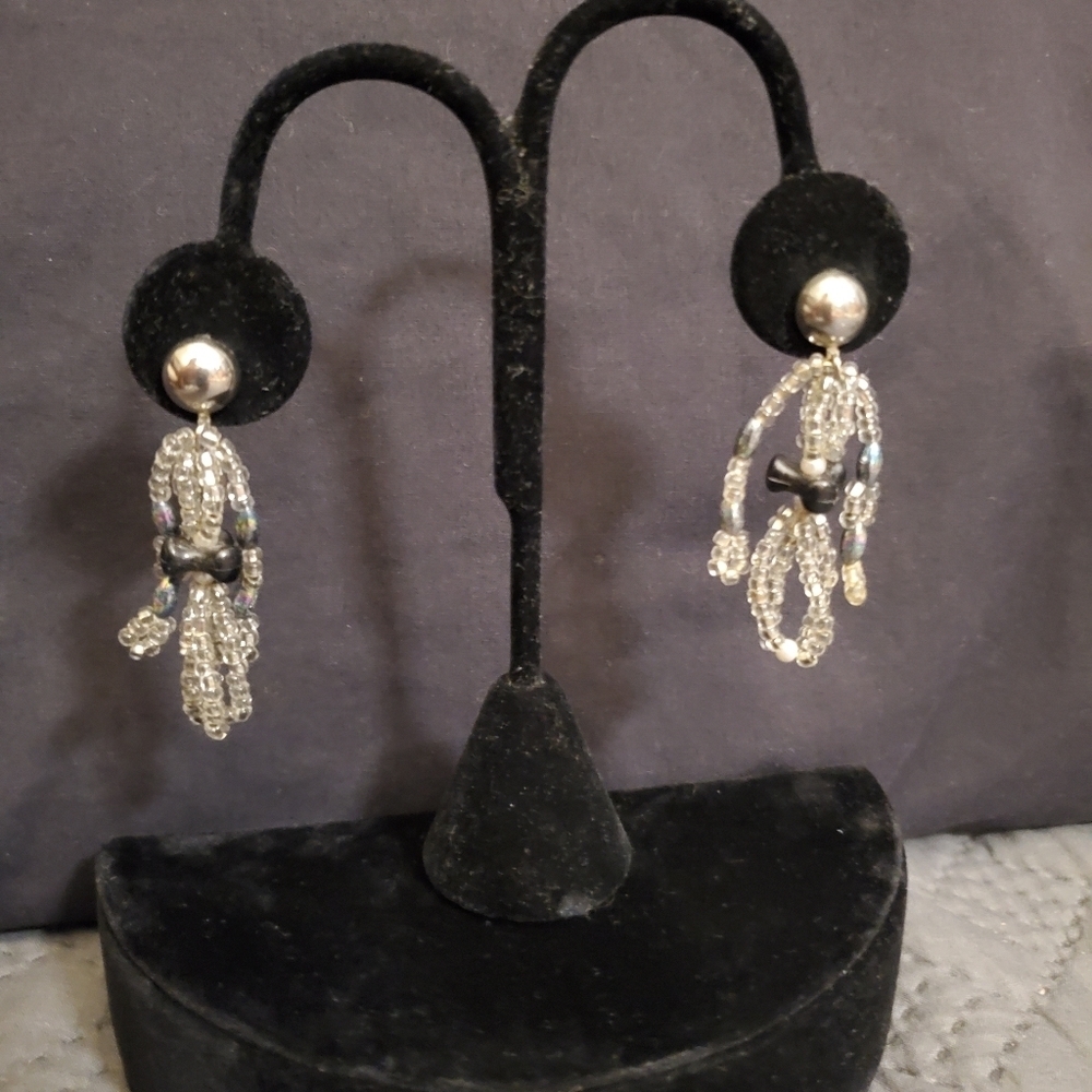 Vintage 70s Beaded Dangle Earrings